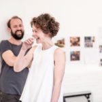 (L-R) Samuel Hodges (Director) and Faye Castelow (Queen Elizabeth II)  in rehearsals for The Audience