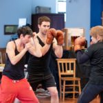 Kate Waters (fight director) and Tom Lorcan (Paul Stokes) and Fiona Skinner (Polly Stokes) credit – Mitzide Margary