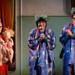 Grandma Chance (Katy Owen), Nora (Etta Murfitt) and Dora (Gareth Snook) in Wise Children at The Old Vic. Photo by Steve Tanner