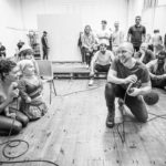 Carla Harrison-Hodge (DeniseMedic), Kiruna Stamell (Marie-Louise), James McAvoy (Cyrano de Bergerac). Photo by Marc Brenner