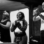 Sandra Marvin (Magda. Brigitte. Dr Maxim), Me’sha Bryan (Suzanne. Mimi), Harry Hemple (Ludo. Remi). Photo by Steve Tanner