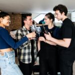 Carla Harrison-Hodge, Majid Mehdizadeh-Valoujerdy, Amber Anderson and Luke Newton in rehearsal for The Shape of Things, credit Lidia Crisafulli-90