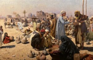 Franz Xaver Kosler, The Old Cairo Market. Oil on canvas, 135x83.3cm